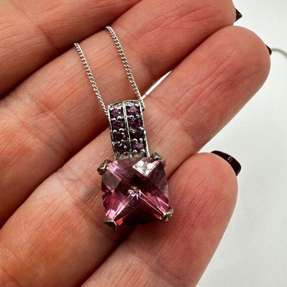 Vintage STS Chuck Clemency pink topaz and Sterling silver necklace! - Picture 9 of 15